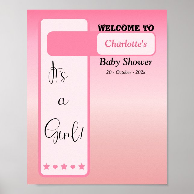 Pink Gradient Cute Eyeball Baby Shower Welcome Poster (Vorne)