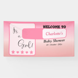 Pink Gradient Cute Eyeball Text Baby Shower Banner