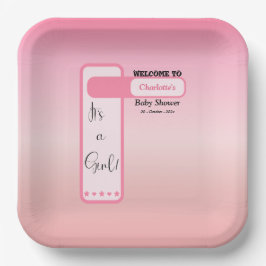 Pink Gradient Cute Eyeball Text Baby Shower Pappteller