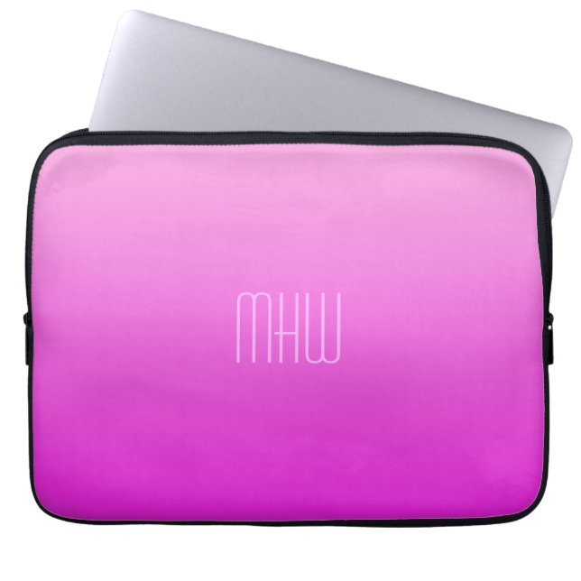 Pink Gradient individuelle Laptop-Ärmel für Monogr Laptopschutzhülle (Vorderseite)