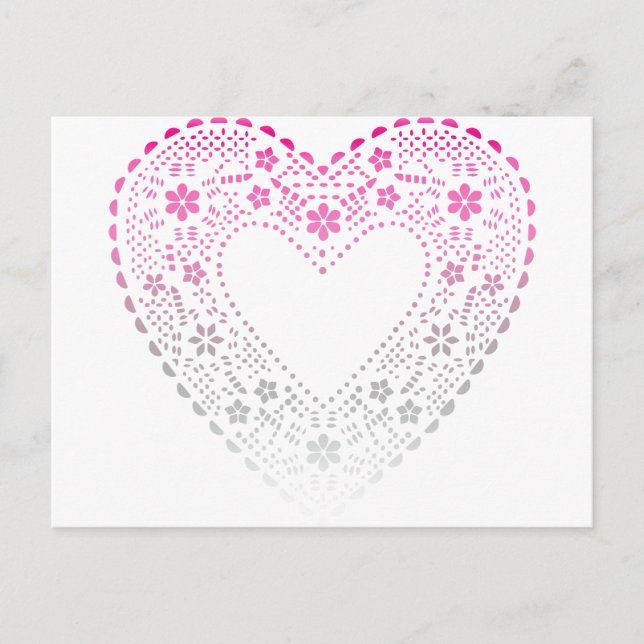 Pink Gradient Lace Heart Postkarte (Vorderseite)
