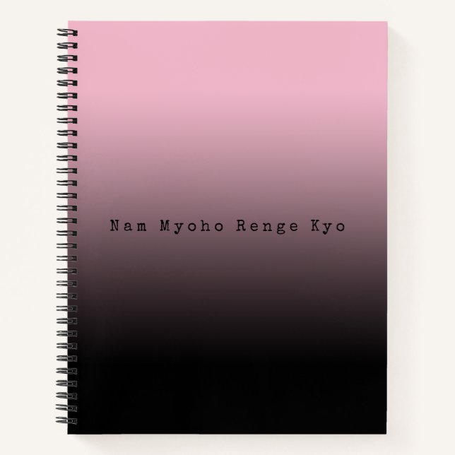 Pink Gradient Nam Myoho Renge Kyo Mantra Black Notizbuch (Vorderseite)