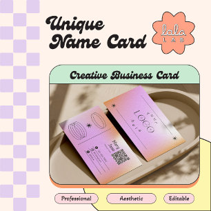 Pink Gradient Trendy Editable Business Card Visitenkarte