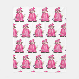 Pink Graduate Girl Cap Gown Diploma Abschluss Fleecedecke