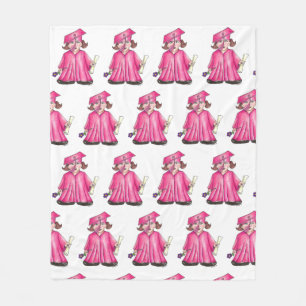 Pink Graduate Girl Cap Gown Diploma Abschluss Fleecedecke