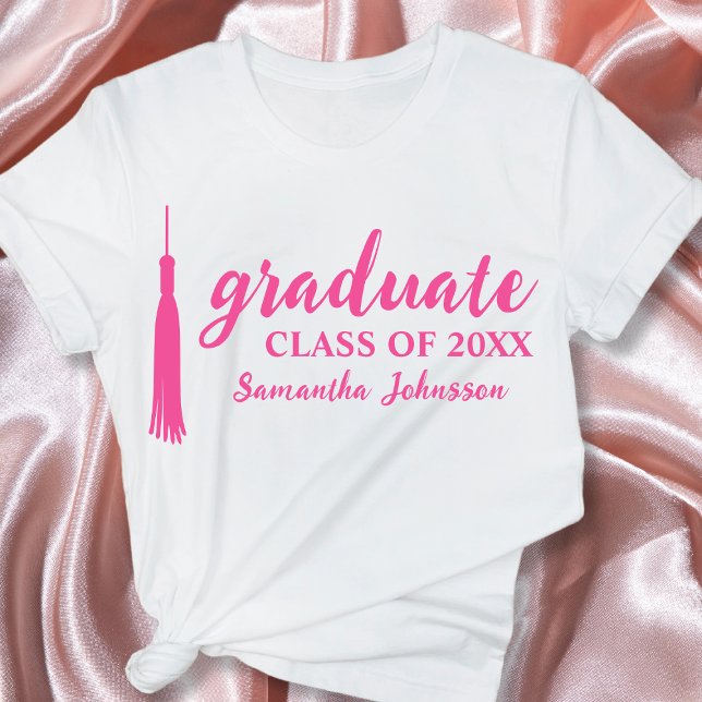 Pink Graduate Name Personalisiert 2024 Abschluss T-Shirt (Pink Graduate Name Personalized 2024 Graduation T-Shirt)