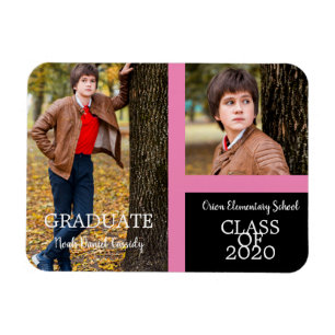 Pink Graduate Simple Two Fotos Abschluss Magnet