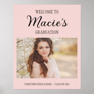 Pink Graduation Party Foto Willkommen Poster