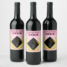 Pink Graduation Party Geschenk Weinetikett