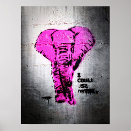 Pink Graffiti Elephant Poster