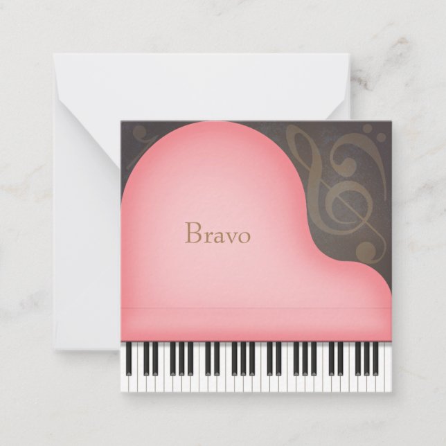 Pink Grand Piano Custom Mini Mitteilungskarte (Vorderseite)