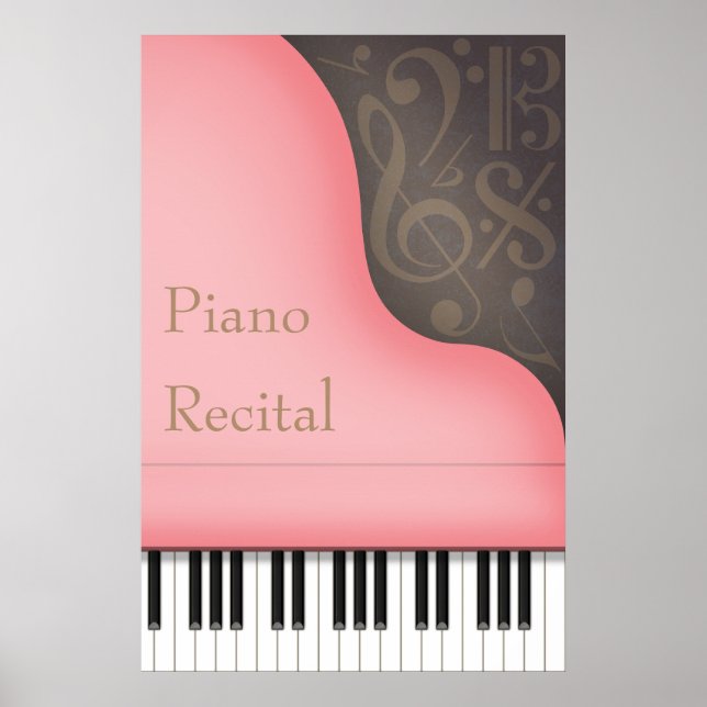 Pink Grand Piano individualisierbares Konzert oder Poster (Vorne)