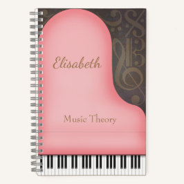 Pink Grand Piano Symbole für klassische Musik Notizbuch