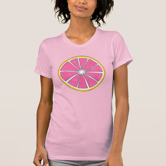 Pink Grapefruit Citrus Fruit Slice Frucht T-Shirt (Vorderseite)