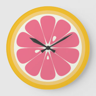 Pink Grapefruit Slice Große Wanduhr