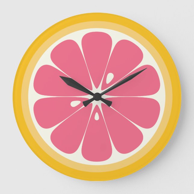 Pink Grapefruit Slice Große Wanduhr (Vorderseite)