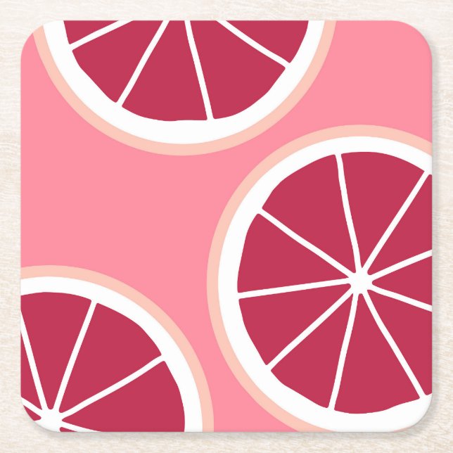 Pink Grapefruit Slice Rechteckiger Pappuntersetzer (Vorderseite)