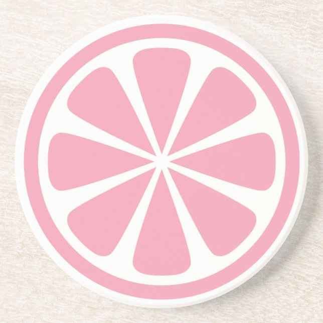 Pink Grapefruit Slice Runder Sandstein Untersetzer (Vorne)