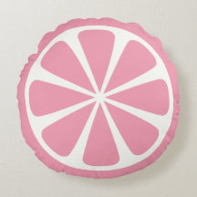 Pink Grapefruit Slice Sommer Rundwurfkissen