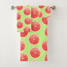 Pink Grapefruit Slices Pattern Badhandtuch Set