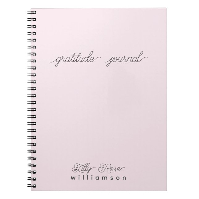 Pink Gratitude Journal - Niedliche Script Typograf Notizblock (Vorderseite)