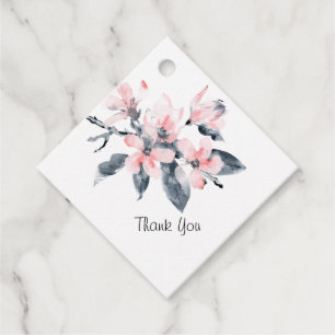 Pink & Grau Blume Classy Watercolor Vielen Dank Geschenkanhänger