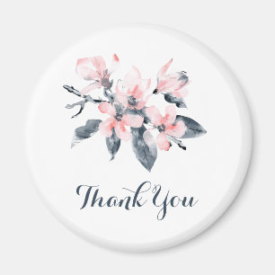 Pink & Grau Blume Classy Watercolor Vielen Dank Magnet