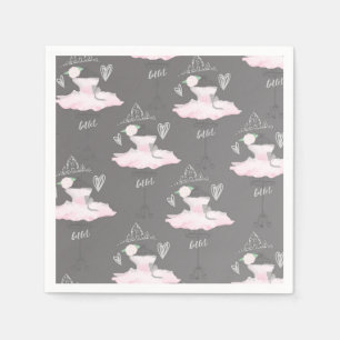 Pink & Grau Couture Ballerina Geburtstagsparty Serviette