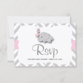 Pink & Grau Elephant Baby Dusche - UAWG RSVP Karte