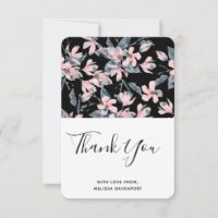 Pink & Grau Floral Wasserfarbmuster Vielen Dank