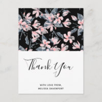 Pink & Grau Floral Wasserfarbmuster Vielen Dank