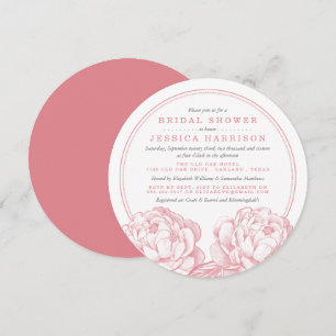 Pink & Grau Hübsch Peony Floral Brautparty Einladung