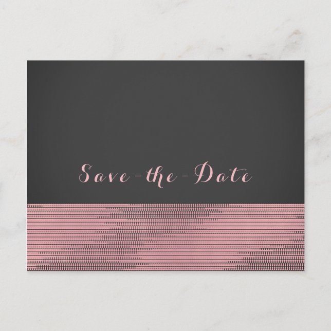 Pink & Grau Moderne Glam Sequins Save the Date Chi Ankündigungspostkarte (Vorderseite)