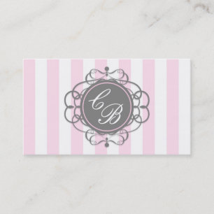 Pink & Grau Streifen Chic Boutique Business Card Visitenkarte