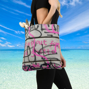 Pink & Grau Urban Graffiti Style Tote Bag