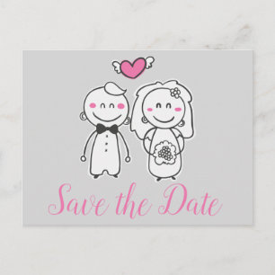 Pink & Grau Verlobung Save the Date Braut, Bräutig Postkarte