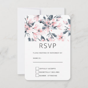 Pink & Grau Wasserfarben-Muster RSVP Karte