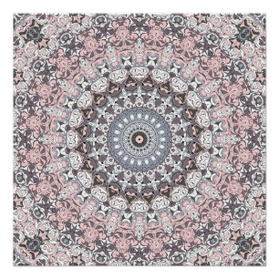 Pink Grau-Weiß-Mandala-Muster Poster