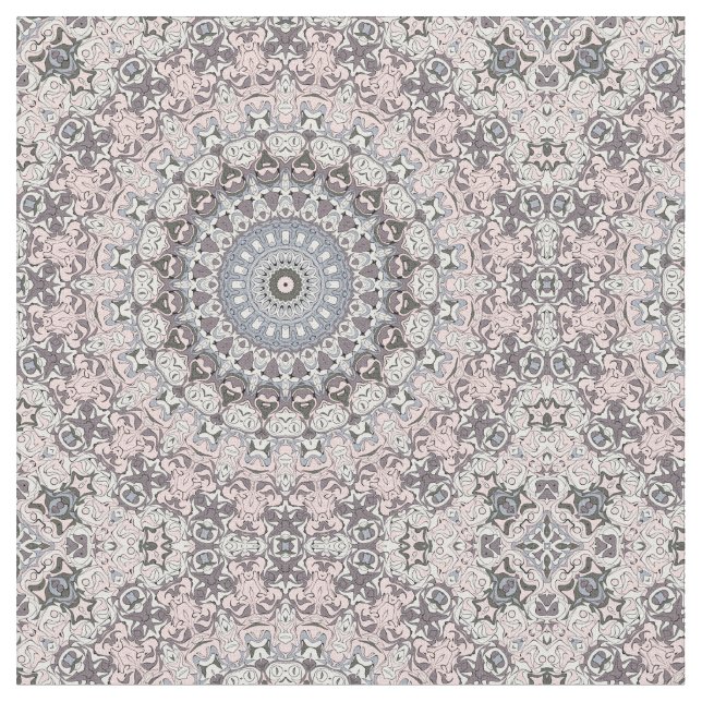 Pink Grau-Weiß-Mandala-Muster Stoff (Nahaufnahme)