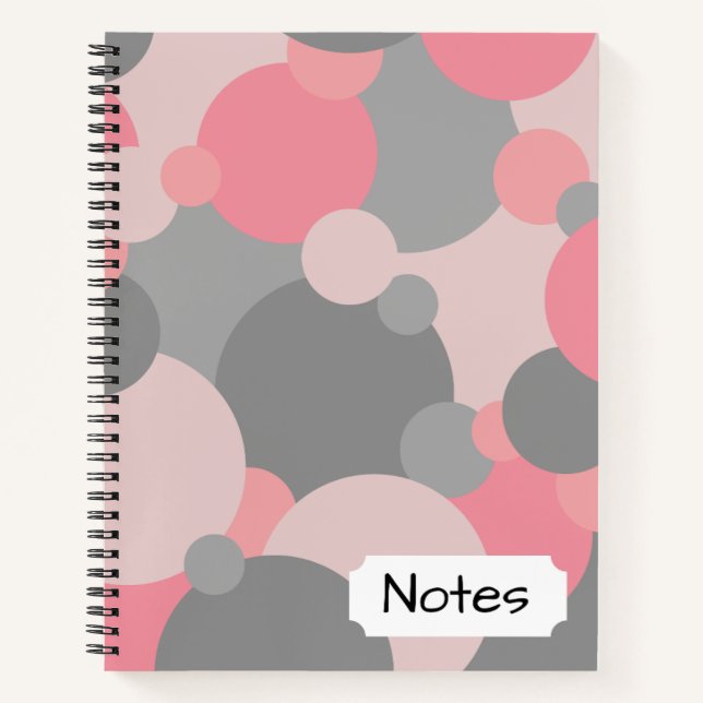 Pink-graue Moleküle Spiral Notebook Notizbuch (Vorderseite)