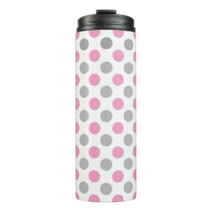 Pink-graue Polka-Punktmuster Thermosbecher