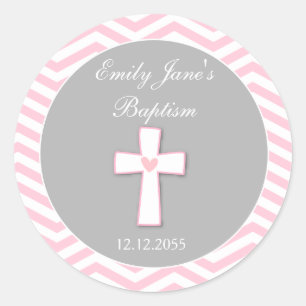 Pink Graue Taufe Bevorzugen Stickers Tags