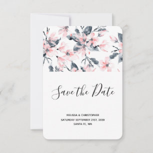 Pink & Graue Wasserfarbenmuster Hochzeit Save The Date