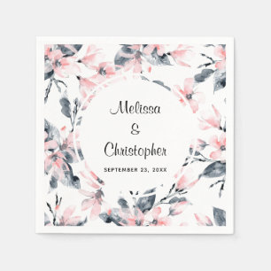 Pink & Graue Wasserfarbenmuster Hochzeit Serviette