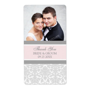 Pink-graues Damask-Foto Hochzeitsmarken