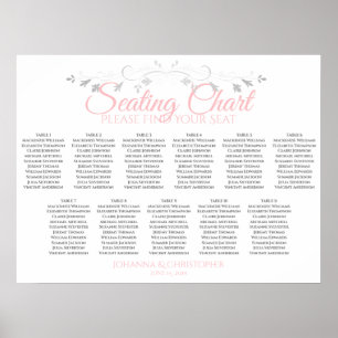 Pink & Gray 11 Table Wedding Seating Chart Poster