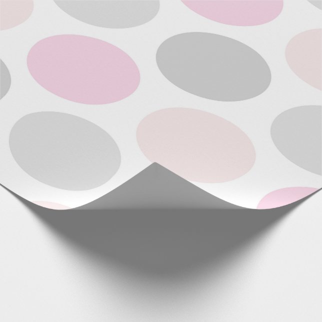 Pink Gray and Skin Tone Polka Dots Wrapping Paper Geschenkpapier (Ecke)