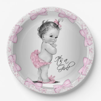 Pink Gray Baby Duschpapier Teller
