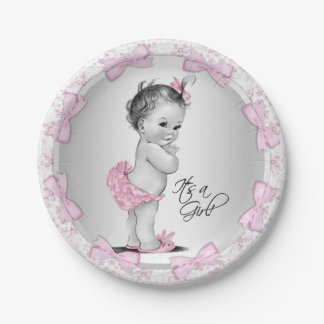 Pink Gray Baby Duschpapier Teller