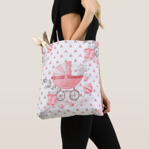 PINK & GRAY BABY GIRL PASTEL PRAM HINTERN